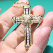 Hip Hop Vintage Fashion Jewelry 925 Sterling Silver&amp;Gold Fill Cross Pendant Prin - £29.84 GBP