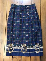 Vintage Euro Linea Preppy Dressage Plaid Rayon Wrap Brass Button Up Skir... - $39.99