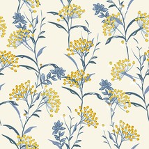 Kamtaivoy Jt5029 Vinyl Vintage Peel And Stick Wallpaper Floral Gold/Blue - £23.93 GBP