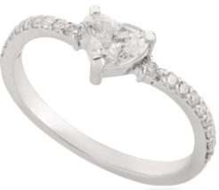 Natural Diamond Heart Cut Engagement Ring 18k Solid White Gold for Her - £1,000.36 GBP