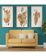 3 Set Brown Paint Splatter Print Frame Wall Decor Art Modern - $589.04 CAD