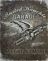 Busted Knuckle Spark Plug Hot Rod Garage Shop Retro Wall Décor Metal Tin... - £17.23 GBP