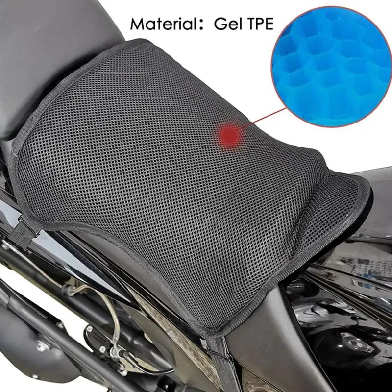 Motorcycle Gel Seat Cushion Breathable Heat Insulation Air Pad Cover Anti Slip - £19.48 GBP