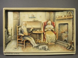 Vintage Porcelain &quot;Old Folks at Home&quot; 3D Relief Osbourne Ivorex Wall Art England - £20.72 GBP