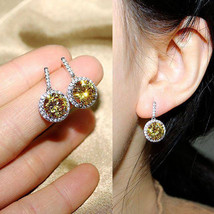Luxury Round Zircon Earrings Women&#39;s Pave Stud Earrings Ol Earrings - £7.98 GBP