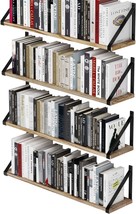 Wallniture Bora Floating Shelves, 24”X6”, Set Of 4, Small Bookshelf Unit For - £48.58 GBP