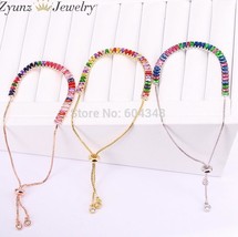 10PCS Fashion shiny cz bracelet rainbow colorful cz tennis chain gorgeous trendy - £53.90 GBP