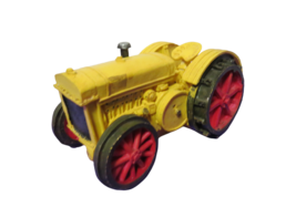 Vintage Style Resin Farm Tractor Coin Bank Yellow 8&quot;L x 4&quot;W Black Stopper - $19.79