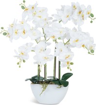Realistic Fake Flower Arrangement For Home Office Decor Indoor, White Faux - £62.29 GBP