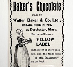 Walter Baker&#39;s Chocolate 1897 Advertisement Victorian Yellow Label DWFF17 - €17,25 EUR
