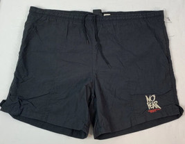 Vintage NO FEAR Shorts Embroidered Logo Black Nylon Lined Arhletic Medium 90s - £23.97 GBP