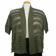Eileen Fisher Oregano Green Stitched Block Linen Kimono Cardigan Xs - £71.09 GBP