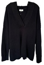 Aerie Women&#39;s Drop Shoulder Hooded Knit Sweater V-Neck Cotton Blend Sz M... - £19.46 GBP