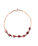 One-of-a-Kind: Vintage Maroon Rhodonite with Crystal and Czech Glass Beads - $20.52 CAD