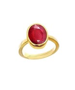 6.00 Ratti A+ Quality Ruby Manik Gemstone Gold Plated Ring for Women&#39;s a... - £39.55 GBP