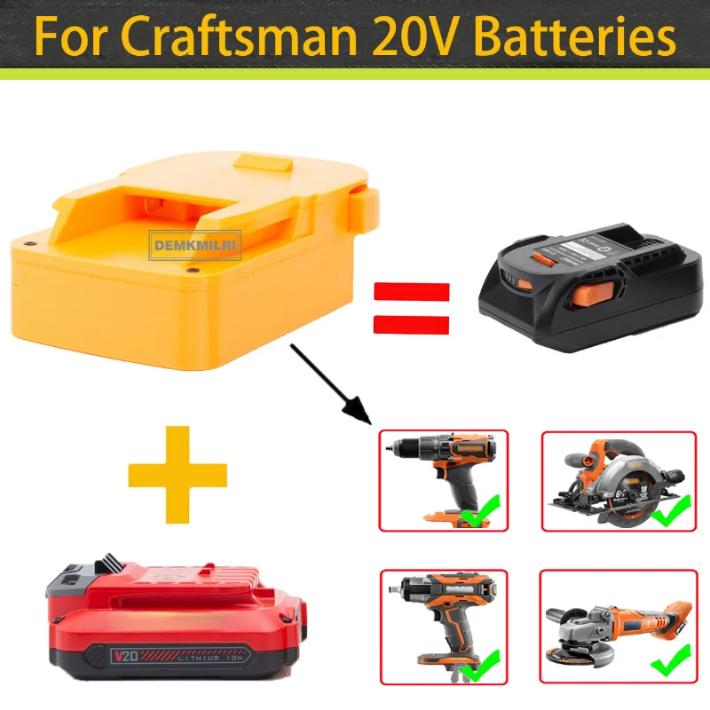 For Craftsman 20V Li-Ion Battery Adapter convert to Riid 20V MAX Cordless Tool C - £68.82 GBP