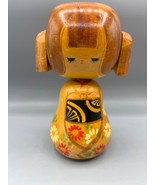 Vtg  Japanese Kokeshi Doll Wooden Creative Piggy Tails Signed - $21.67