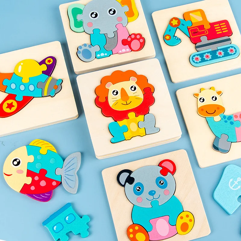  puzzle cartoon animal aligence cognitive jigsaw wood puzzle early educational toys for thumb200