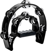 Musfunny Tambourine Double Row Metal Jingles Hand Held Percussion, Black - £16.56 GBP