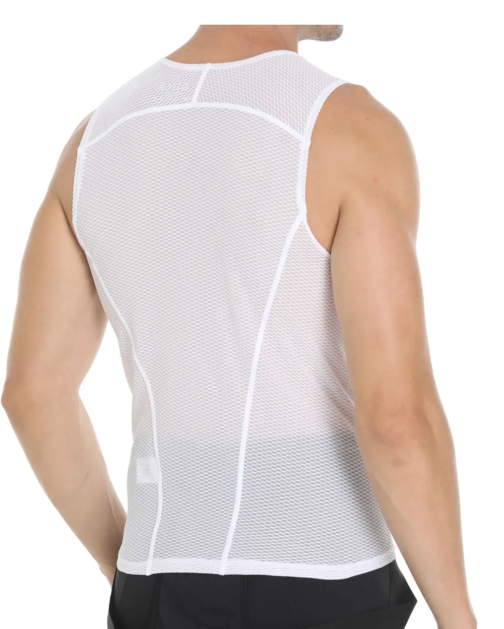 Sporting New Men&#39;s Cycling Base Layer Bike Mesh Vest White Cycling  Cycle Sleeve - £29.46 GBP