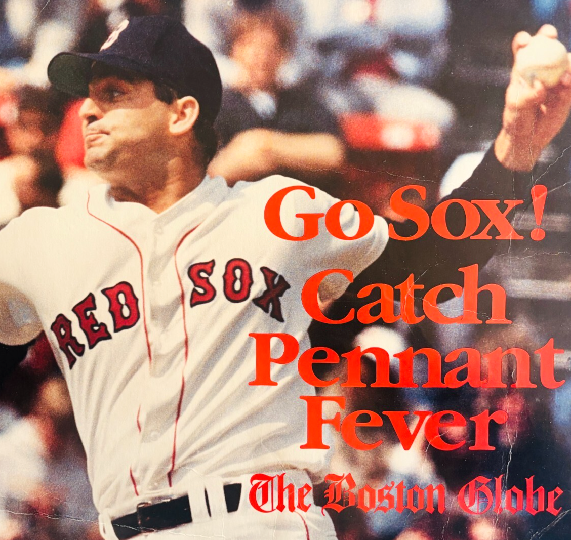 1990s Boston Red Sox Pennant Fever Baseball Poster Boston Globe Pitcher ... - $24.99