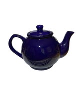 Ceramic Cobalt Blue Coffee Teapot Large 6.5” Tall Navy Dark Colored Glossy - $23.69