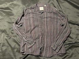 Vintage Red Men’s Button-Up Shirt XXL 2TG Striped Long Sleeve Cotton Blend - $373.75 MXN