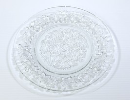 AP) Vintage Floral Leaf Clear Glass Serving Plate 10&quot; Diameter - $11.87