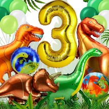 17 Pieces Dinosaur Balloons Dinosaur Party Balloons Dino Foil Aluminum Helium Ba - £13.32 GBP