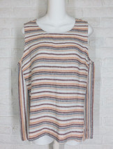 CHARLIE B Striped Top Shirt Sleeveless High Low Hem Paprika Linen NWT S ... - $24.00