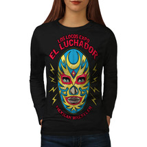 Wellcoda El Luchador Wrestler Womens Long Sleeve T-shirt, Mexican Casual Design - £19.39 GBP