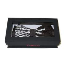 Mens Formal Bow Tie/Hankie Insomnia by Manzini Floral Sequins MZE140 White black image 4