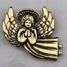 Angel Pin Vintage Gold Tone Christian Prayer Catholic - £7.86 GBP