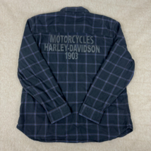 Harley Davidson Heavy Flannel Shirt Mens 2XL Black Plaid Slim Fit Motorc... - $55.81
