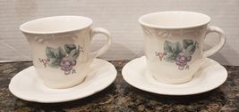 Set of 2 Pfaltzgraff USA Grapevine Coffee Mug (Tea Cup) with Saucer - £13.23 GBP