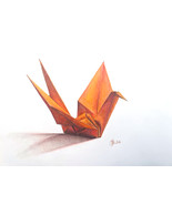 Pencil Drawing of a Origami Crain - Digital Print - $15.00