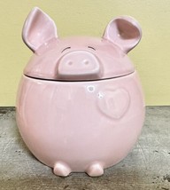 Piggy Pig Glazed Small I.5 QT Ceramic Cookie Jar with Lid Small “JR” - $14.49