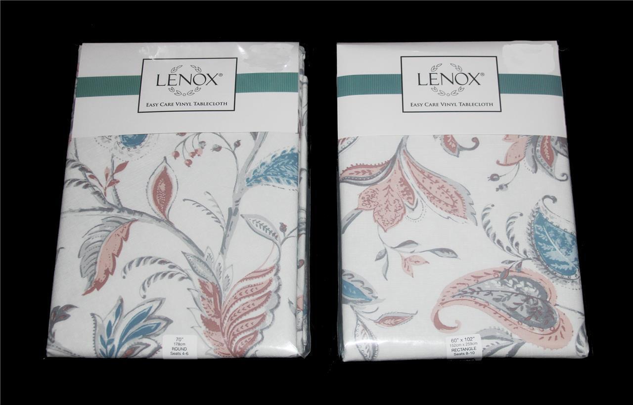 Lenox Jacobean Paisley Linen Look Textured Vinyl Flannel-Back Tablecloth... - $22.99+