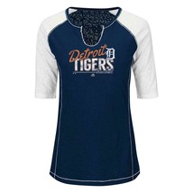Majestic Women&#39;s Detroit Tigers Playful Pitch Burnout T-Shirt Blue Small - £16.21 GBP