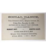 1898 Social Dance at Van Ornam&#39;s Hall Maple Corner Vermont Invitation Ad... - £18.91 GBP