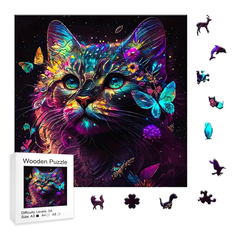 Primary image for Unique Irregular Cat Wooden Puzzle Creative Gift Suitable for Teenagers Adults a