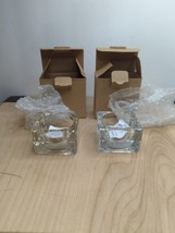 Gold Canyon Heavy Clear Crystal Square Votive Tealight Candle Holders 2 ... - $9.89