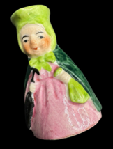 Miniature Toby Jug 2&quot; Ceramic Japan Green Pink Mini Figurine - $9.00
