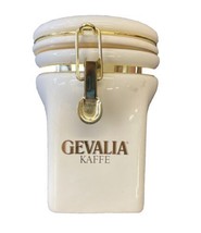 Gevalia Kaffe Canister Storage Jar White Ceramic Gold Toned Coffee Holder - £15.68 GBP