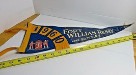 Vintage Fort William Henry Lake George NY Blue Felt and Gold Pennant Souvenir  - £35.09 GBP