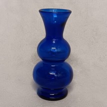 Cobalt Blue Stacked Bubble Glass Vase 6.25&quot; x 2.75&quot; - £19.77 GBP