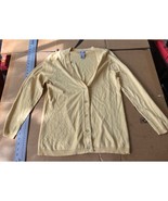 Chicos Yellow Cardigan Sweater, Women&#39;s Size 1 Ribbed V Neck, Button Up,... - $12.87