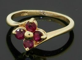 Round 1.01 CT Red Ruby Wedding Cluster Cocktail 14K Yellow Gold Over Pretty Ring - £74.13 GBP