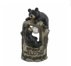 Bears Playing on Tree Trunk Garden Statue With Solar Lights (me) m12 - £126.15 GBP