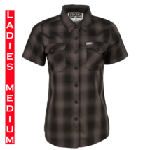 Dixxon Flannel - Southgate S/S Bamboo Shirt - Women&#39;s Medium - Black/Gray Plaid - £46.74 GBP